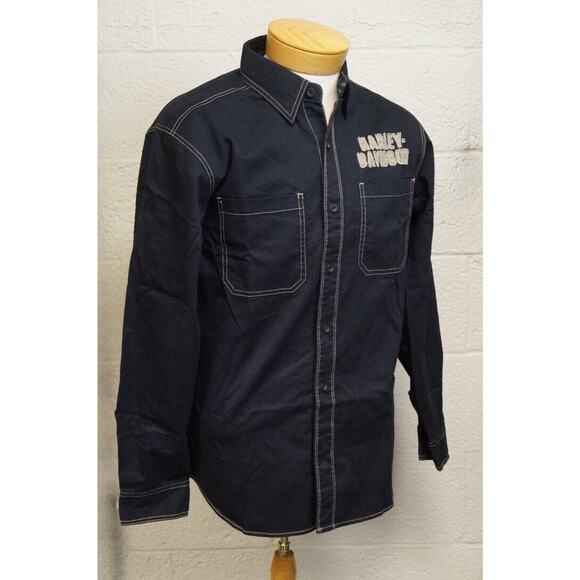 NEW! Harley-Davidson Men's Genuine Classics Eagle LS Woven Shirt, Black, Size M - Picture 2 of 12